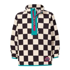 Brecknock Kids Shaun the Sheep Fleece Zip Neck - Woolly/Black Checkerboard
