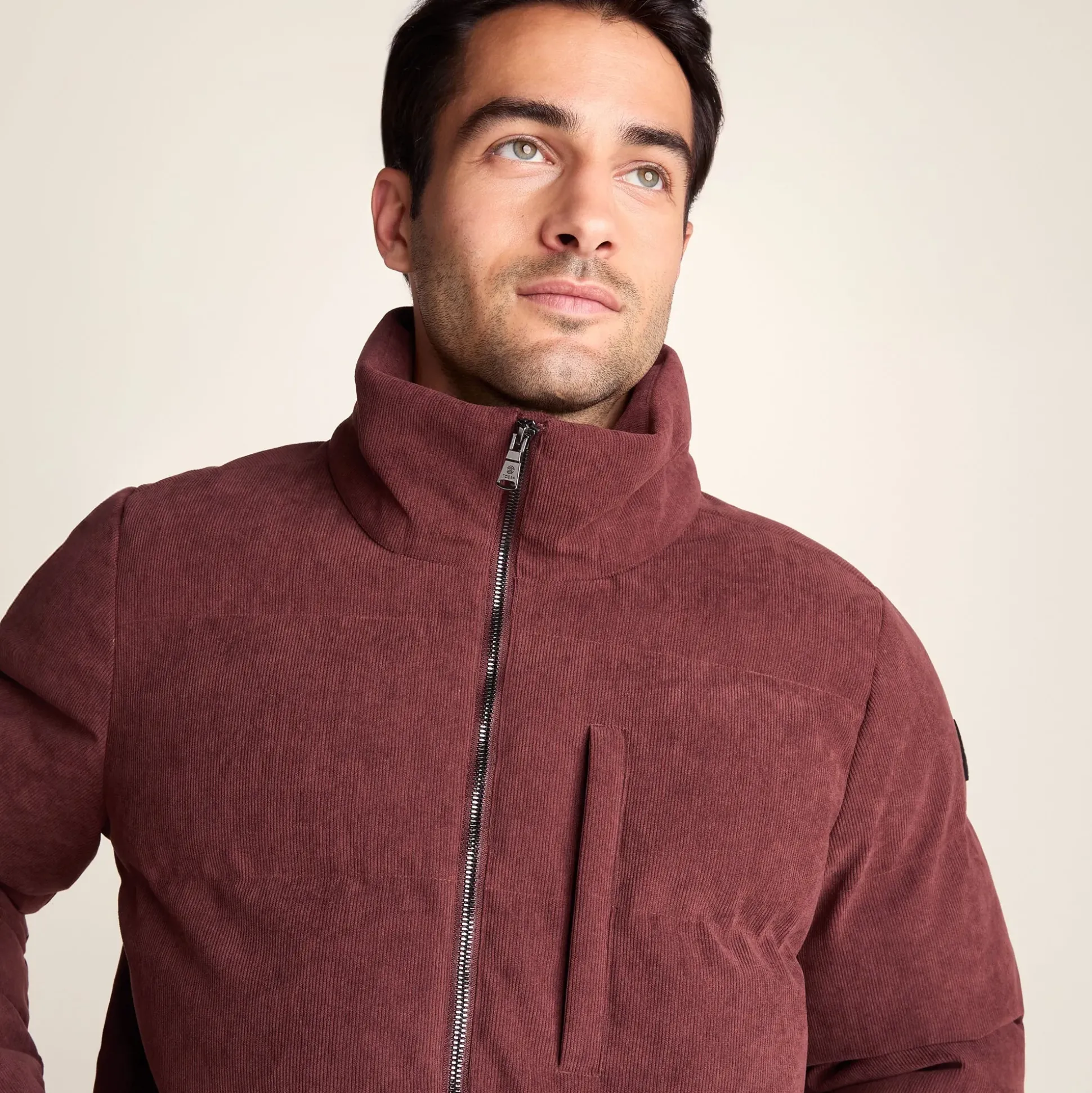 Buckley Mens Corduroy Padded Coat - Chestnut Brown