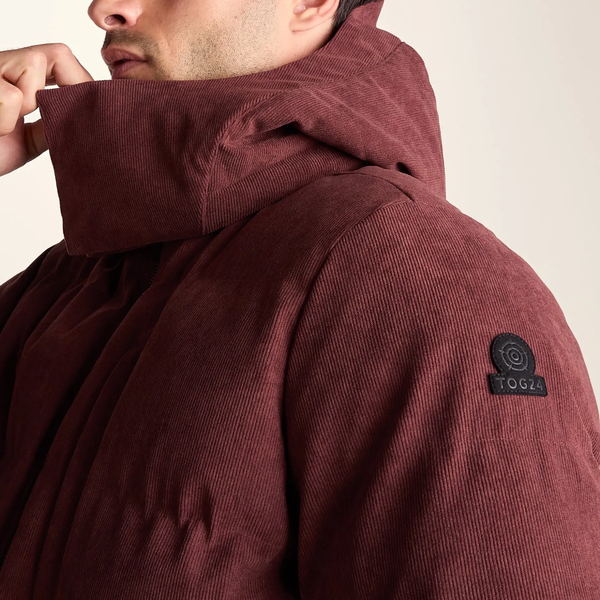 Buckley Mens Corduroy Padded Coat - Chestnut Brown