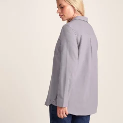 Caswell Womens Long Sleeve Cotton Herringbone Shirt - Lavender Grey