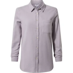 Caswell Womens Long Sleeve Cotton Herringbone Shirt - Lavender Grey