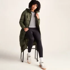 Cautley Womens Long Padded Shower Resistant Jacket - Khaki