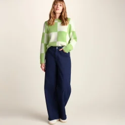 Celeste Womens Checkerboard Chunky Knit Jumper - Lemon Lime