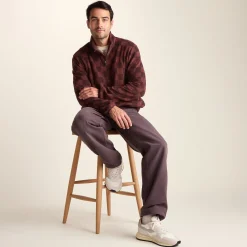Charlton Mens Printed Midweight Microfleece Half Zip - Brown Checkerboard
