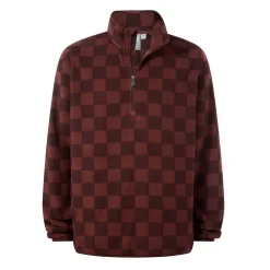 Charlton Mens Printed Midweight Microfleece Half Zip - Brown Checkerboard