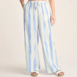 Christina Womens Wide Leg Lightweight Trousers - Blue Hues Print