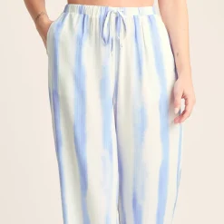 Christina Womens Wide Leg Lightweight Trousers - Blue Hues Print