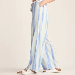 Christina Womens Wide Leg Lightweight Trousers - Blue Hues Print