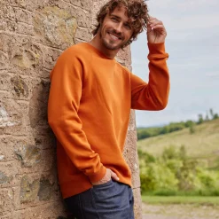 Clitheroe Mens Supersoft Raglan Sweat - Mahogany Orange