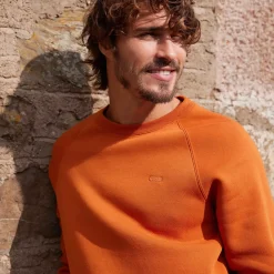 Clitheroe Mens Supersoft Raglan Sweat - Mahogany Orange