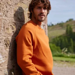 Clitheroe Mens Supersoft Raglan Sweat - Mahogany Orange