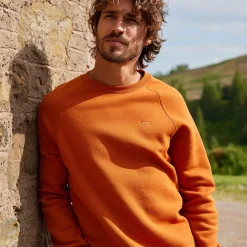 Clitheroe Mens Supersoft Raglan Sweat - Mahogany Orange