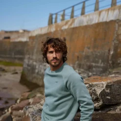 Clitheroe Mens Supersoft Raglan Sweat - Smokey Teal