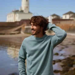 Clitheroe Mens Supersoft Raglan Sweat - Smokey Teal