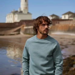 Clitheroe Mens Supersoft Raglan Sweat - Smokey Teal