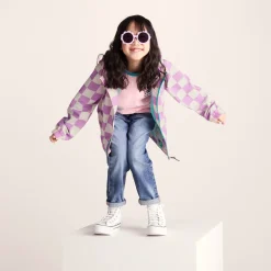 Cohampshire Kids Shaun the Sheep Waterproof Jacket - Lilac Haze/White Checkerboard