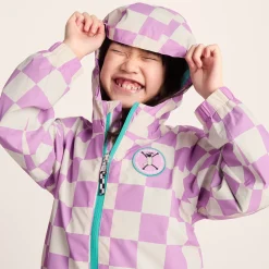 Cohampshire Kids Shaun the Sheep Waterproof Jacket - Lilac Haze/White Checkerboard