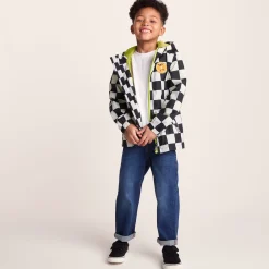 Cohampshire Kids Shaun the Sheep Waterproof Jacket - Black White Checkerboard