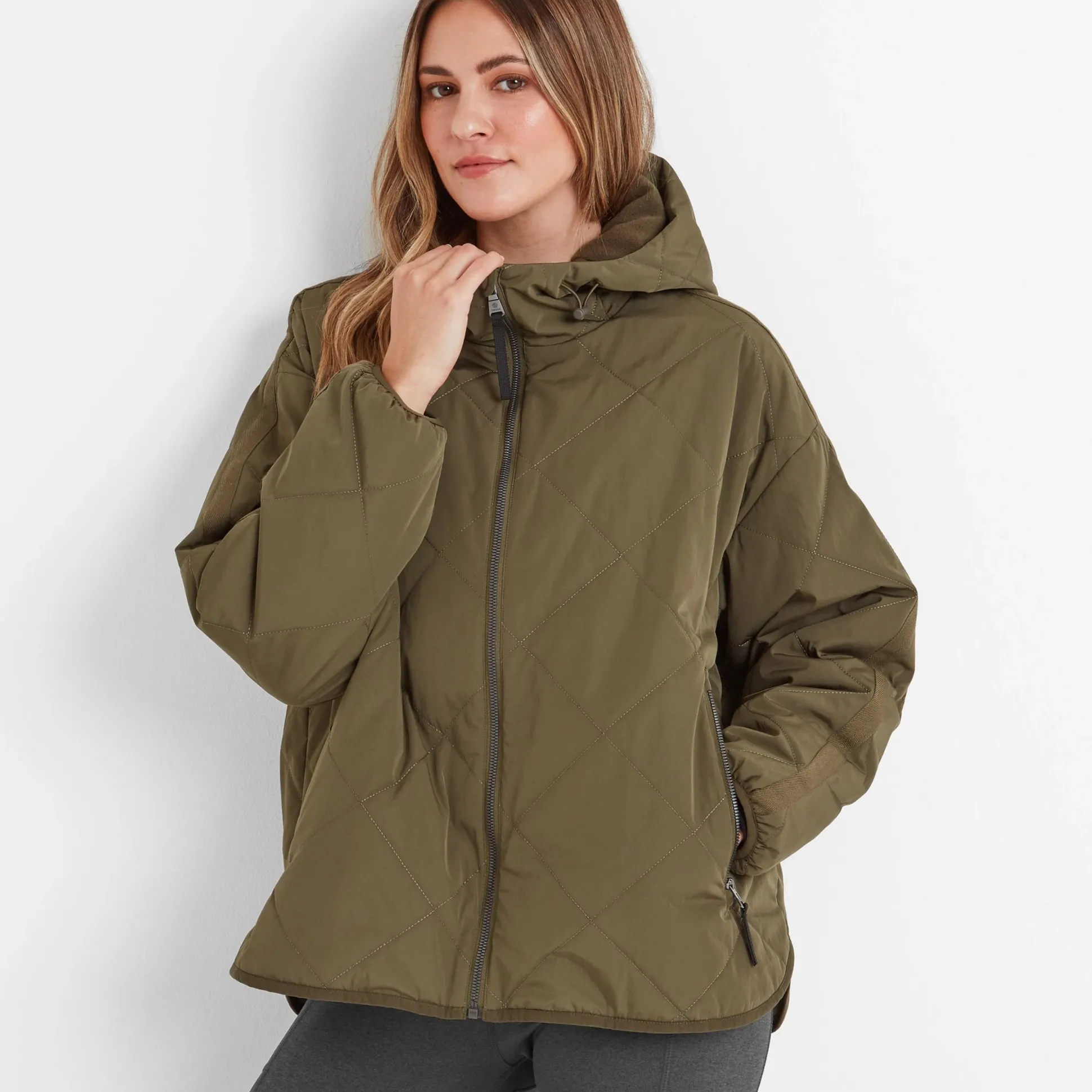 Corlae Womens Oversized Shower Resistant Insulated Jacket - Khaki