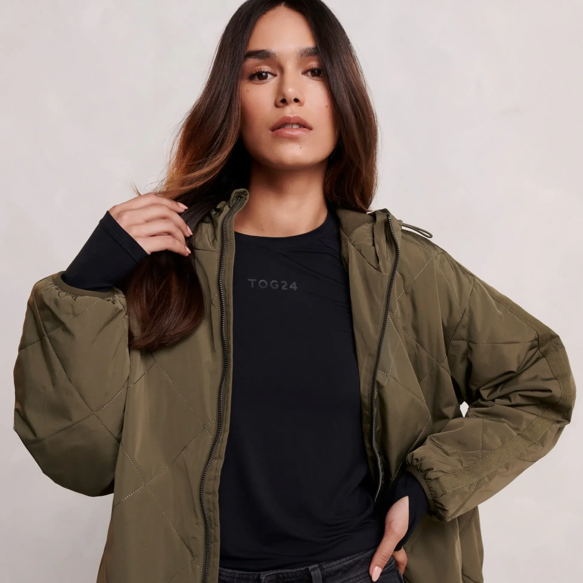 Corlae Womens Oversized Shower Resistant Insulated Jacket - Khaki