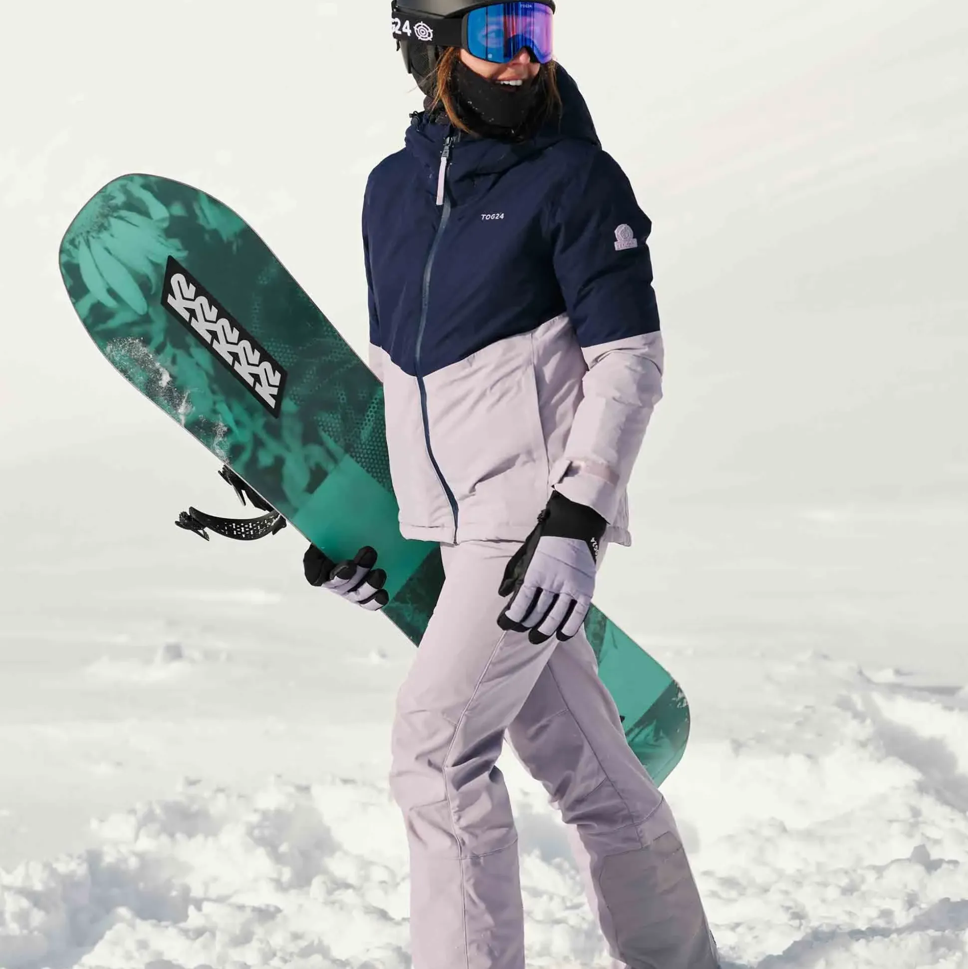 Corvara Womens Waterproof Insulated Ski Jacket - Oxford Blue/Lavender Grey