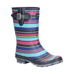 Cotswold Paxford Womens Elasticated Mid Calf Wellington Boots - Stripe Multicoloured