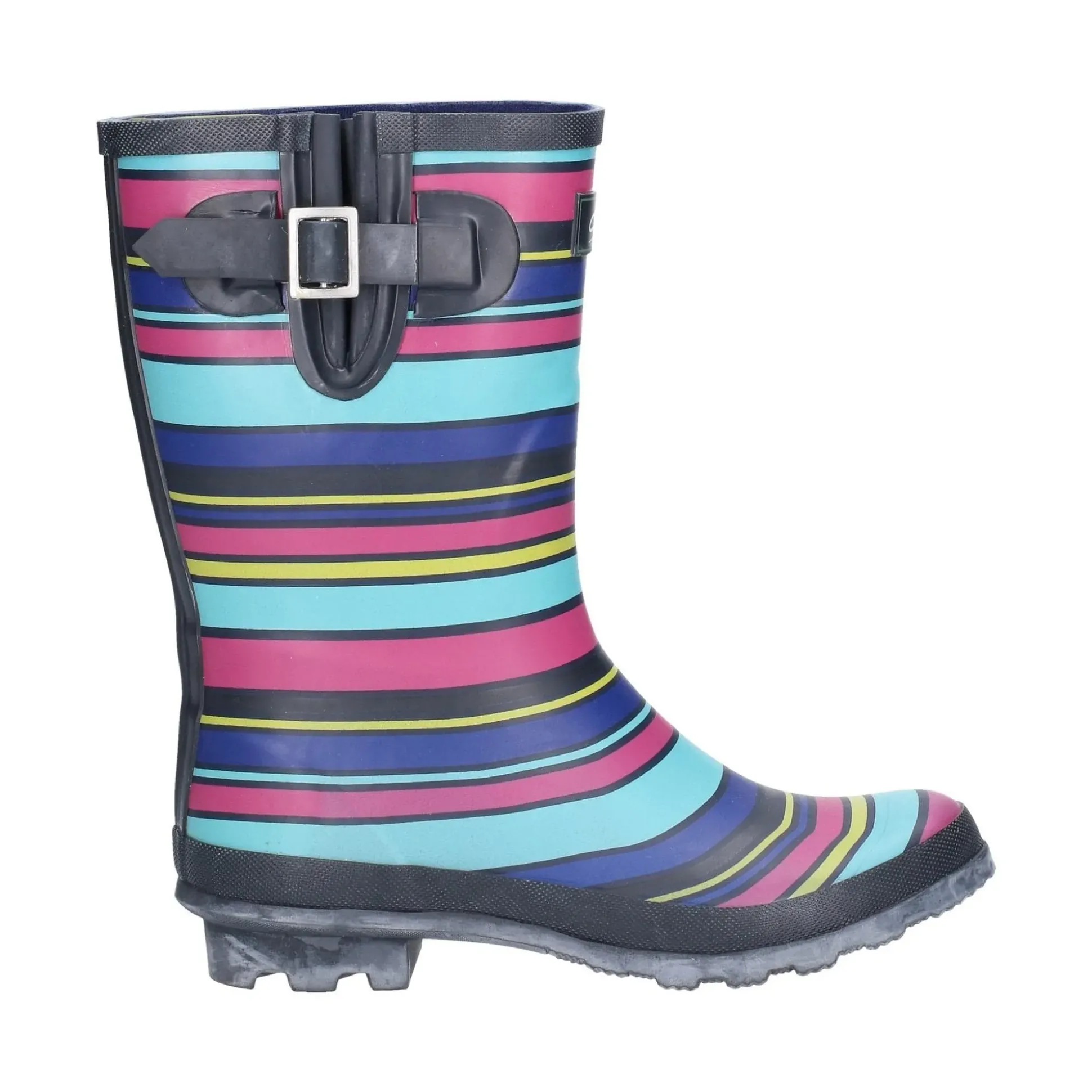 Cotswold Paxford Womens Elasticated Mid Calf Wellington Boots - Stripe Multicoloured