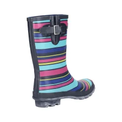 Cotswold Paxford Womens Elasticated Mid Calf Wellington Boots - Stripe Multicoloured