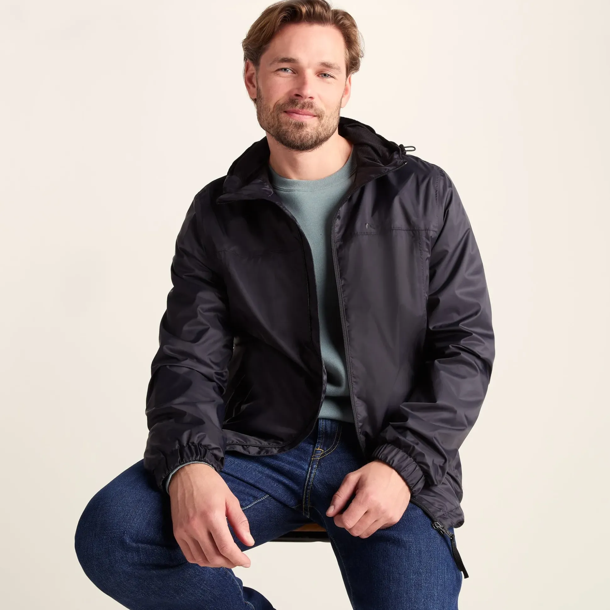 Craven Mens Waterproof Packaway Jacket - Black