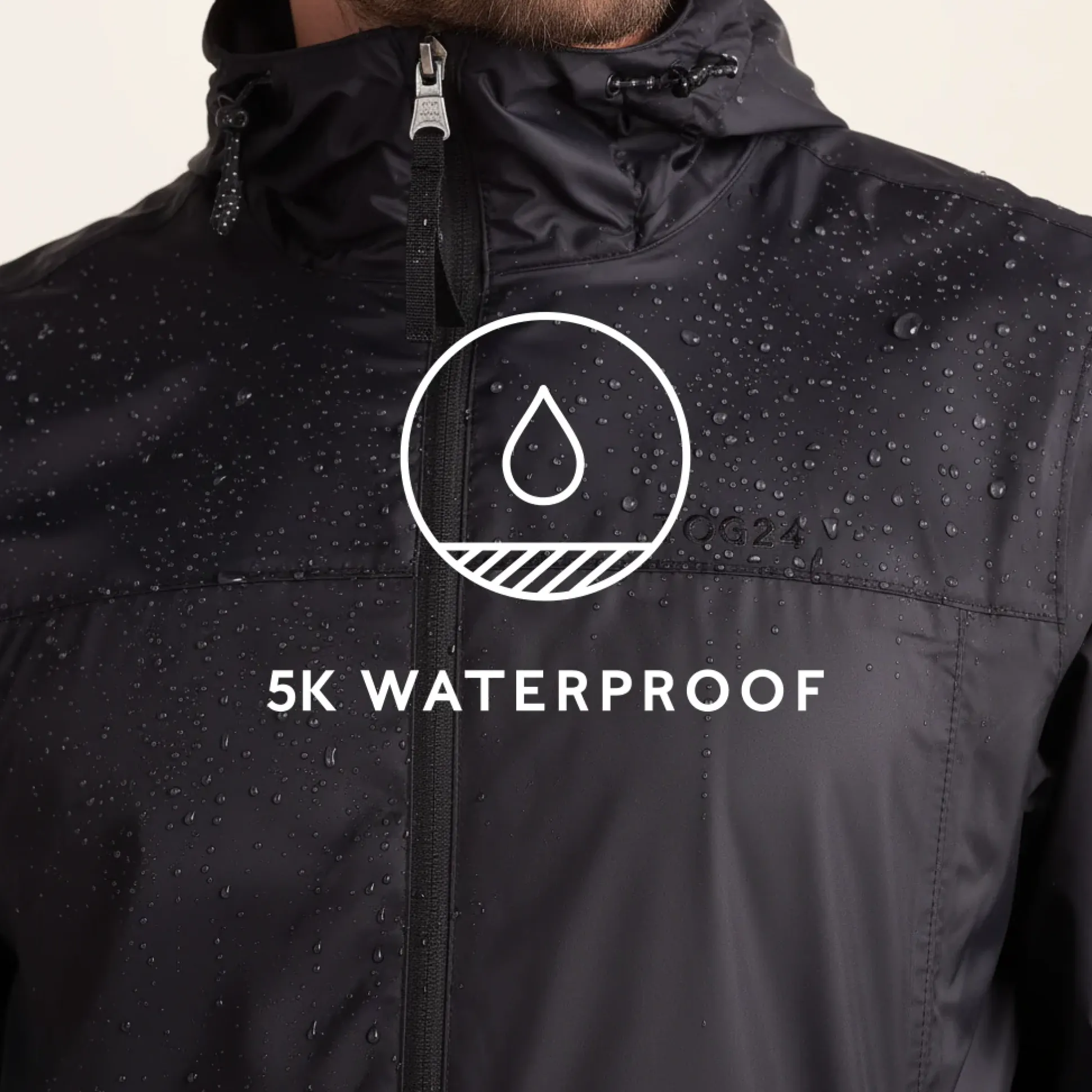 Craven Mens Waterproof Packaway Jacket - Black