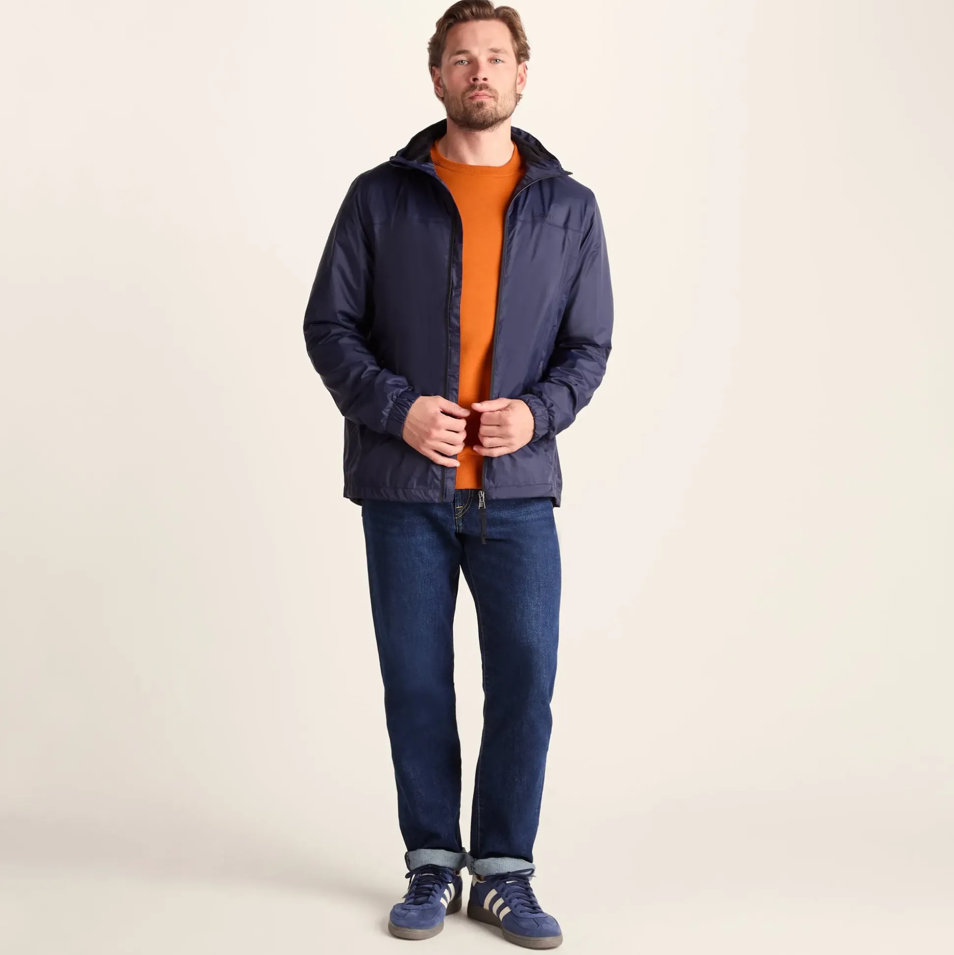 Craven Mens Waterproof Packaway Jacket - Navy