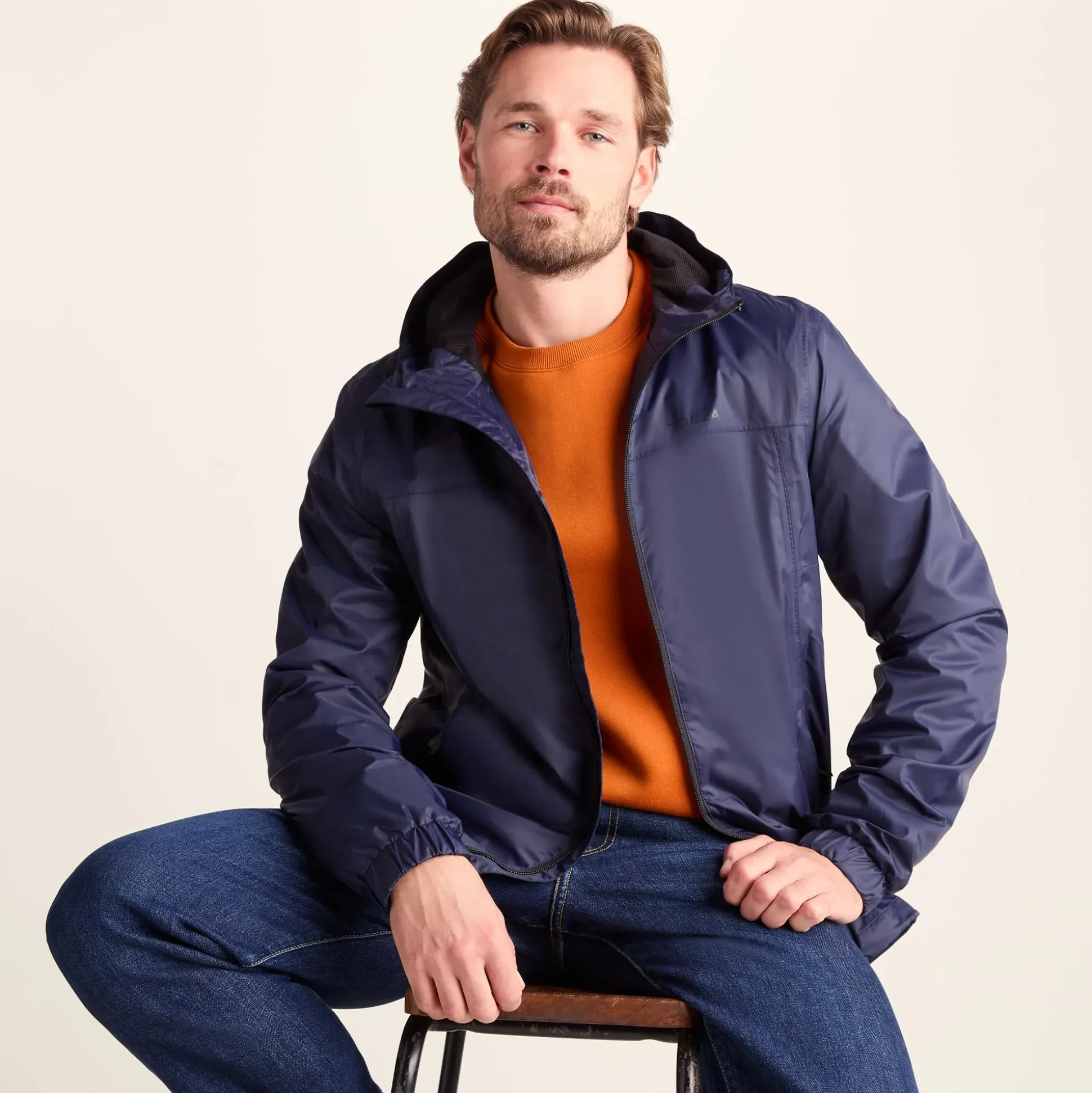 Craven Mens Waterproof Packaway Jacket - Navy