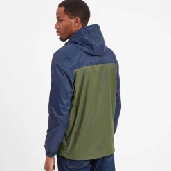 Craven Mens Waterproof Packaway Jacket - Khaki/Navy/Dark Orange Colour Block