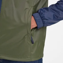 Craven Mens Waterproof Packaway Jacket - Khaki/Navy/Dark Orange Colour Block