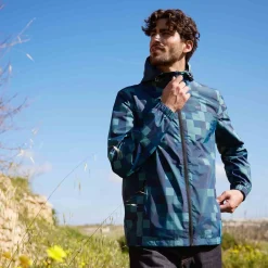 Craven Mens Waterproof Packaway Jacket - Blue Pixel