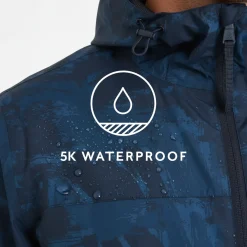 Craven Mens Waterproof Packaway Jacket - Dk Indigo Brushstroke Print