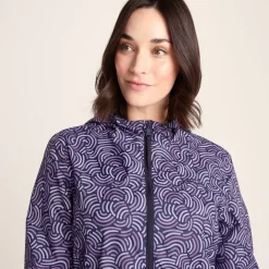 Craven Womens Waterproof Packaway Jacket - Dk Indigo/Lilac Blossom Wave Print