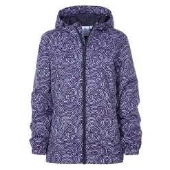 Craven Womens Waterproof Packaway Jacket - Dk Indigo/Lilac Blossom Wave Print