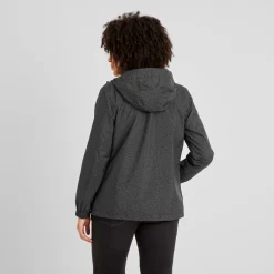 Craven Womens Waterproof Packaway Jacket - Washed Black Swirl Print