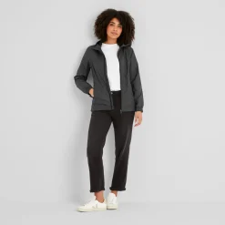 Craven Womens Waterproof Packaway Jacket - Washed Black Swirl Print