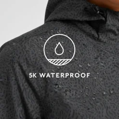 Craven Womens Waterproof Packaway Jacket - Washed Black Swirl Print