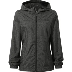 Craven Womens Waterproof Packaway Jacket - Washed Black Swirl Print