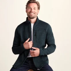 Cresswell Mens Knitlook Fleece Jacket - Dark Indigo Marl