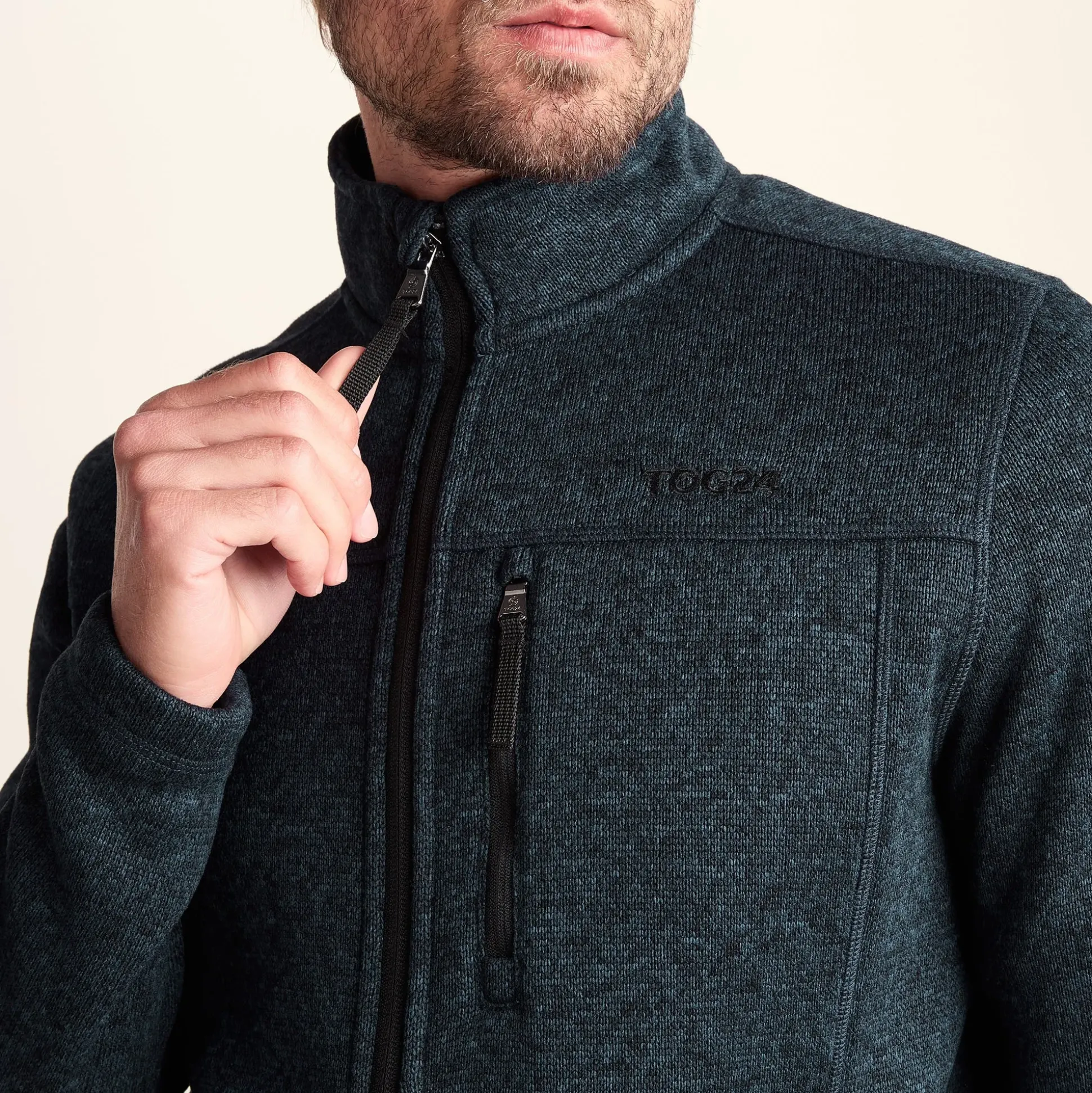 Cresswell Mens Knitlook Fleece Jacket - Dark Indigo Marl