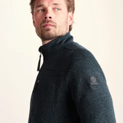 Cresswell Mens Knitlook Fleece Jacket - Dark Indigo Marl