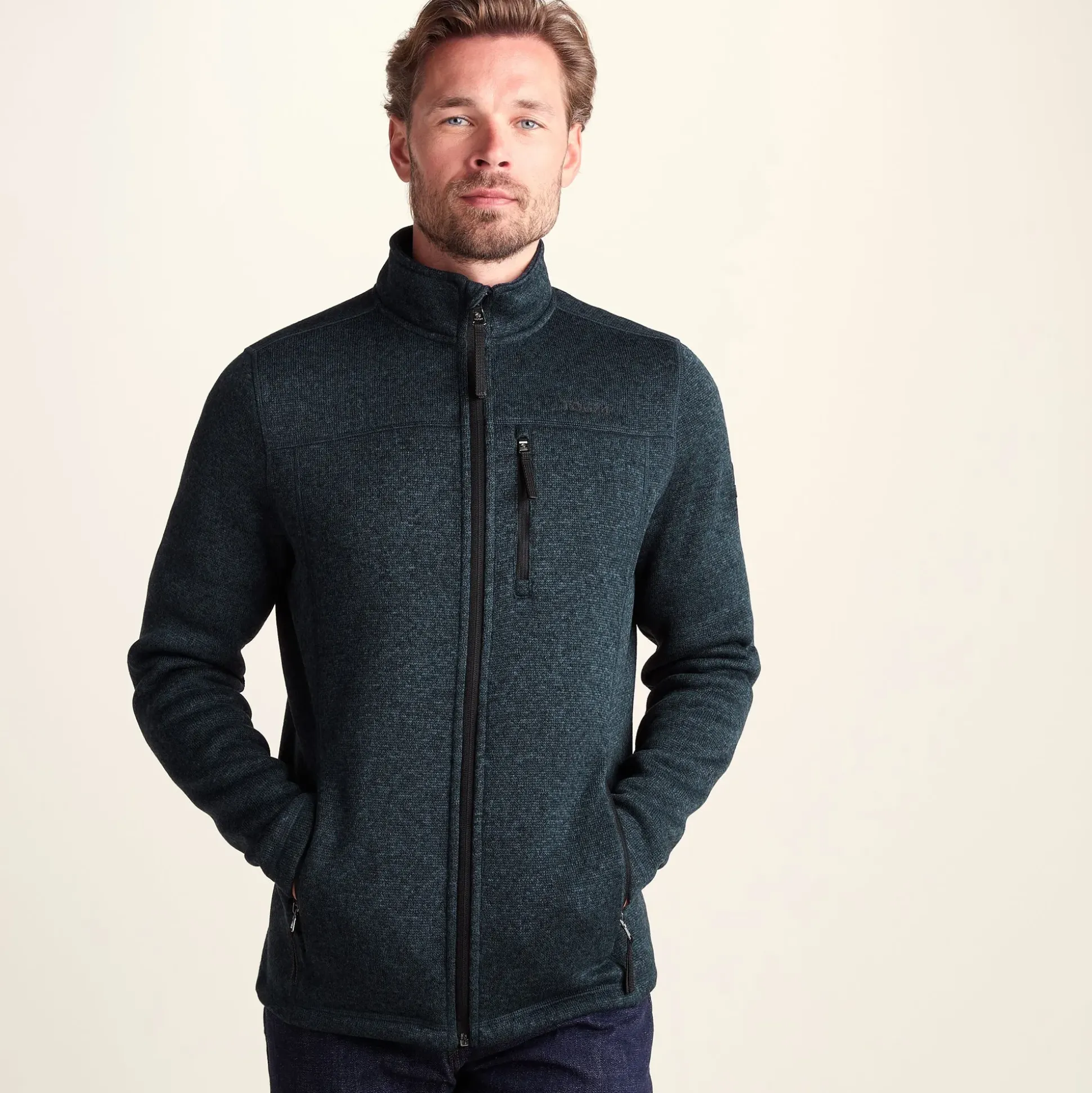 Cresswell Mens Knitlook Fleece Jacket - Dark Indigo Marl