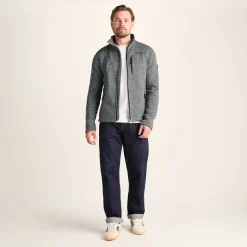 Cresswell Mens Knitlook Fleece Jacket - Dark Grey Marl