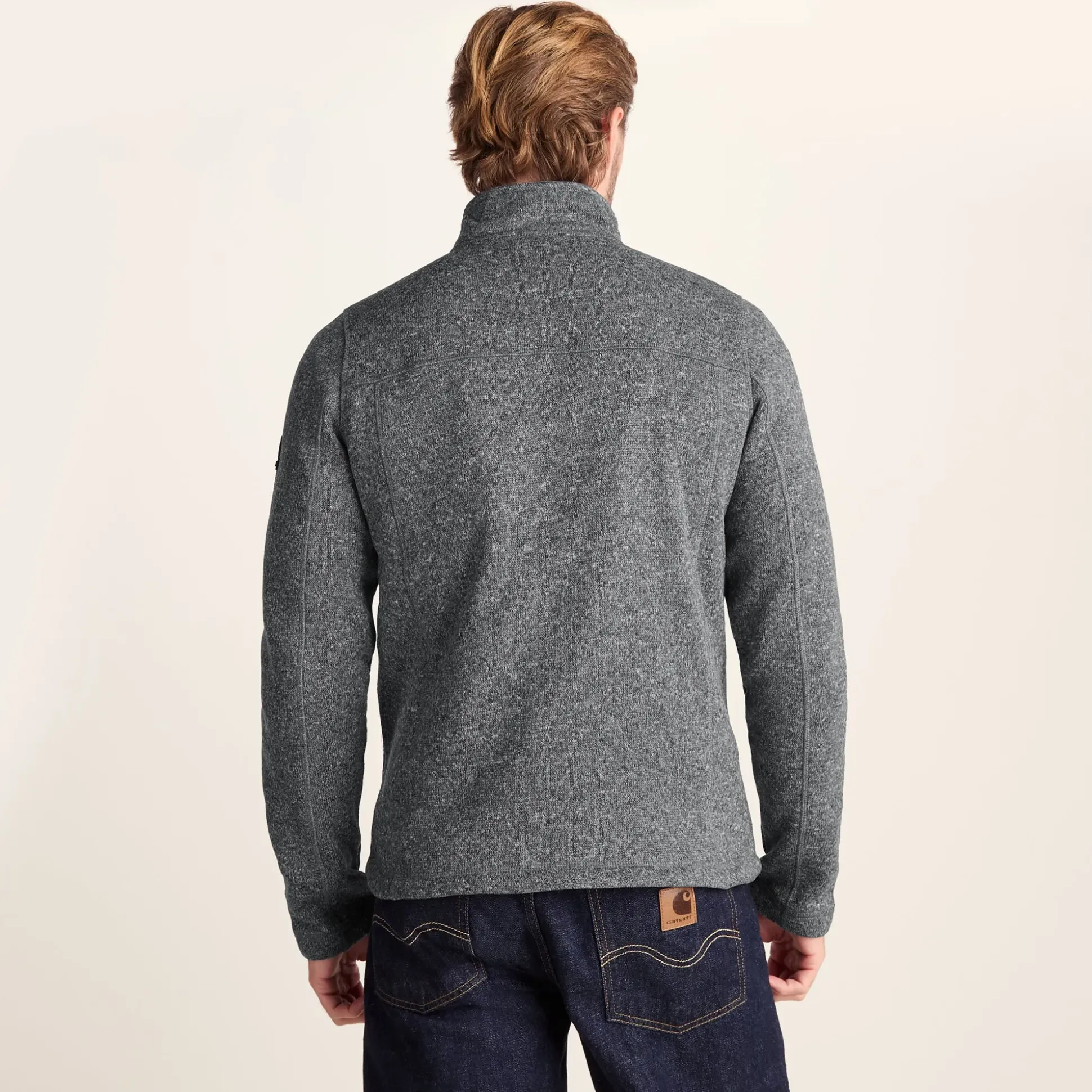 Cresswell Mens Knitlook Fleece Jacket - Dark Grey Marl