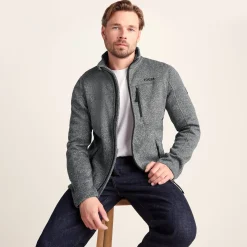 Cresswell Mens Knitlook Fleece Jacket - Dark Grey Marl