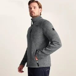 Cresswell Mens Knitlook Fleece Jacket - Dark Grey Marl